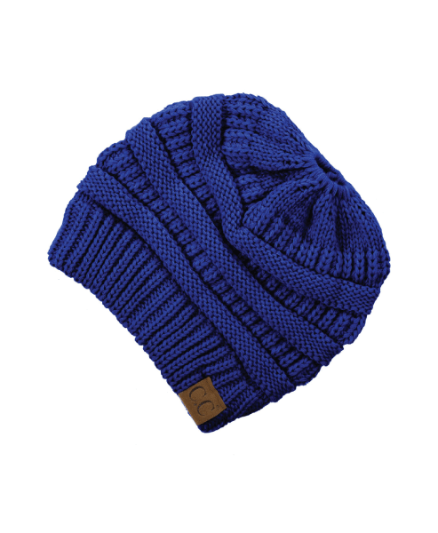 Royal Blue Messy Bun CC Beanie