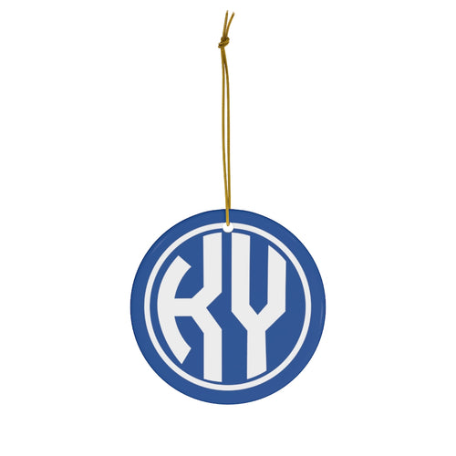 KY Blue Round Ceramic Ornament