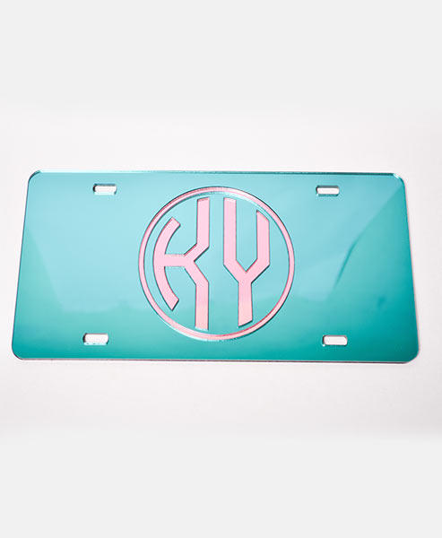 Teal/Pink License Plate