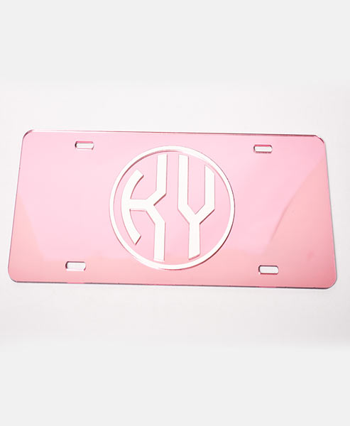 Pink/White License Plate