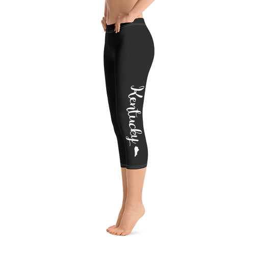 Kentucky Script Black Capri Leggings
