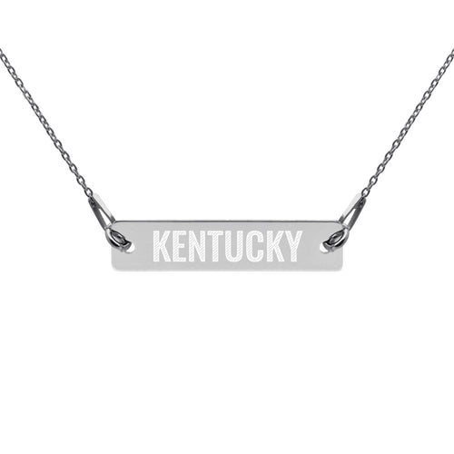 Engraved Kentucky Silver Bar Chain Necklace