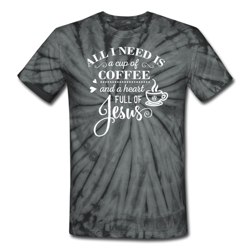 Coffee and Jesus Tie Dye Tee - spider black