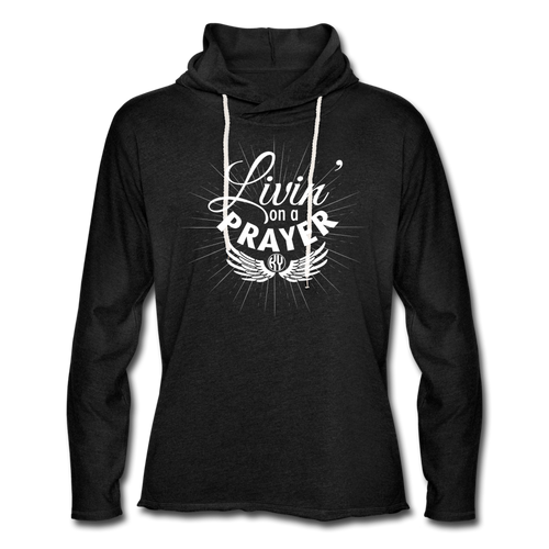 Livin' on a Prayer Lightweight Hoodie - charcoal gray