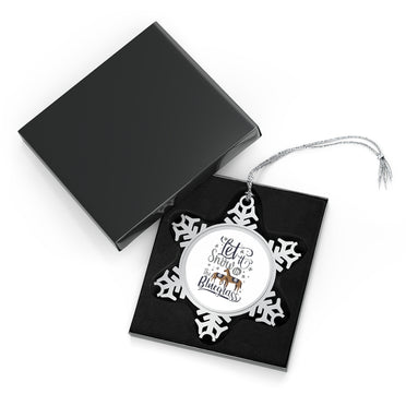 Let it Snow Pewter Snowflake Ornament