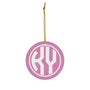 KY Pink Round Ceramic Ornament