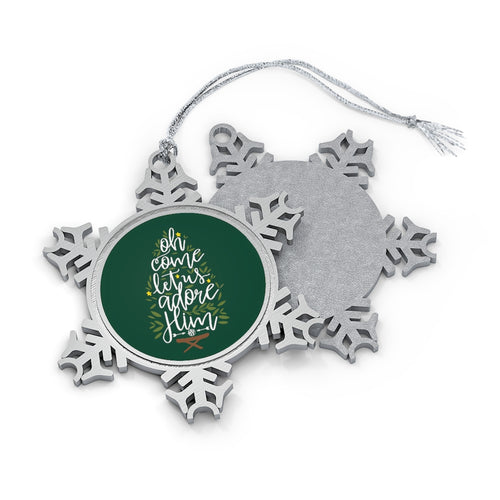 Let Us Adore Him Pewter Snowflake Ornament