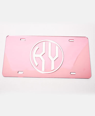 Pink/White License Plate