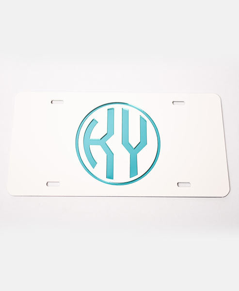 White/Teal License Plate
