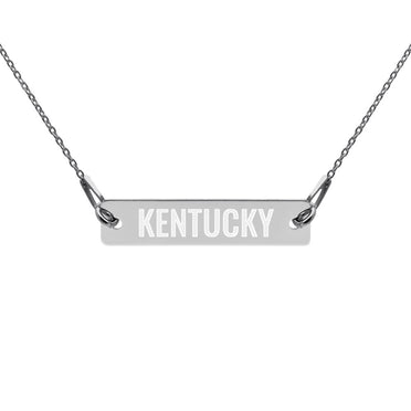 Engraved Kentucky Silver Bar Chain Necklace
