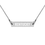 Engraved Kentucky Silver Bar Chain Necklace