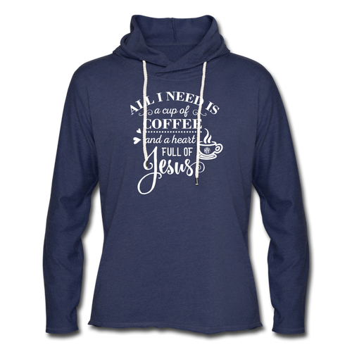 Coffee & Jesus Lightweight Hoodie - heather navy