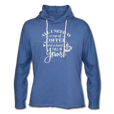 Coffee & Jesus Lightweight Hoodie - heather Blue
